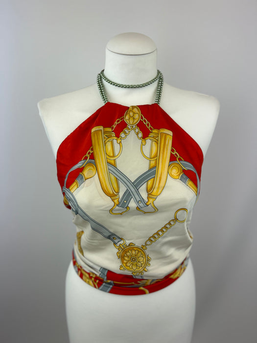 Sjaal top met parelketting