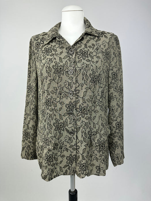 Grijs vintage bloesje met zwart bloem motief