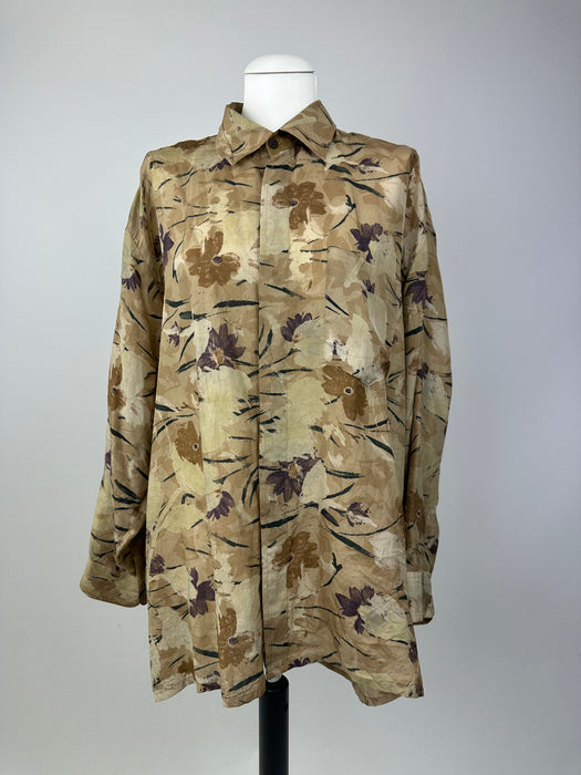 Bruin beige zijdeachtige blouse