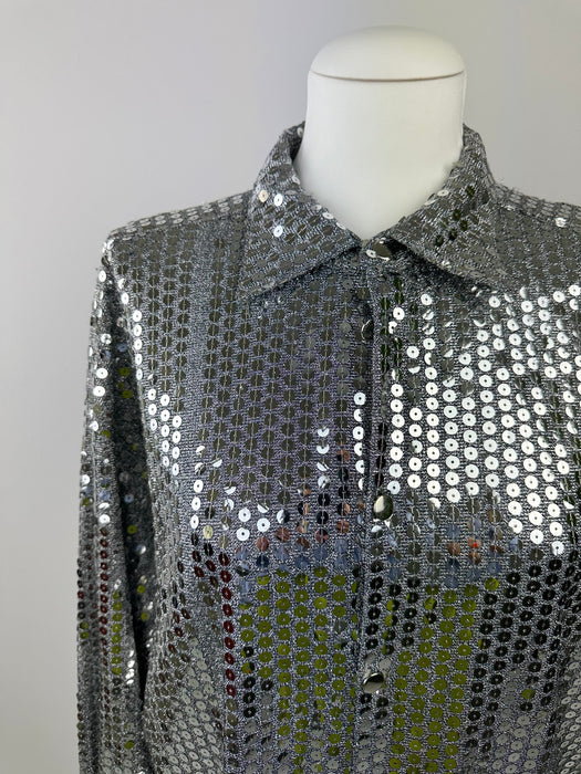 Oversized zilveren blouse met lovertjes