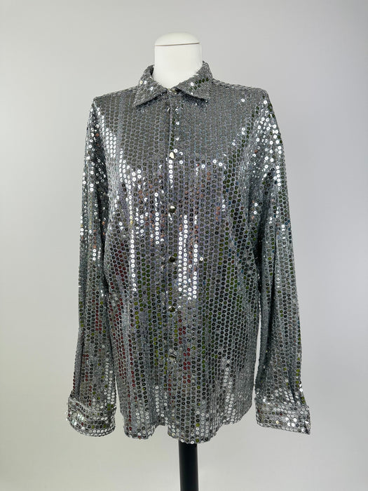 Oversized zilveren blouse met lovertjes