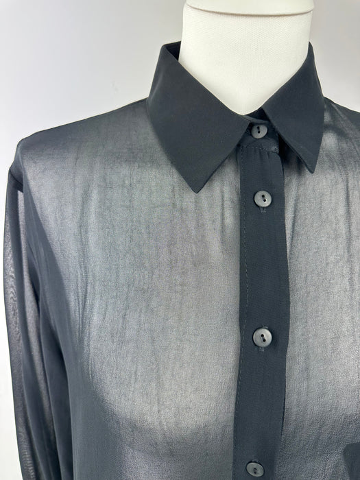 Zwarte doorschijnende blouse