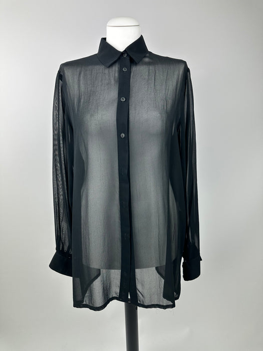 Zwarte doorschijnende blouse
