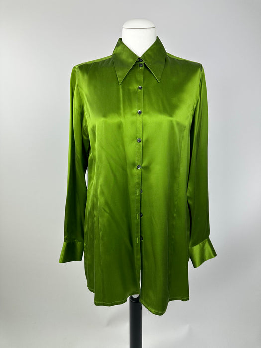 Grasgroene satijnen blouse