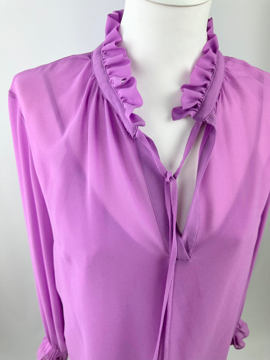 Lila transparante roezel blouse
