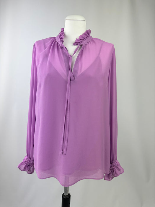 Lila transparante roezel blouse