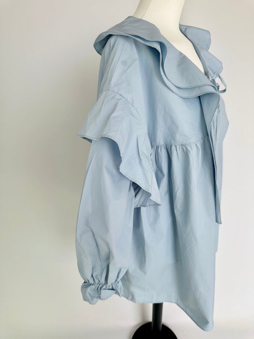 Lichtblauwe roezel blouse