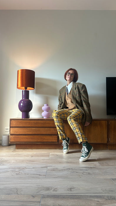 Gele broek met grote ruit