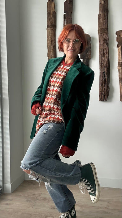 Fluwelen blazer in flessengroen