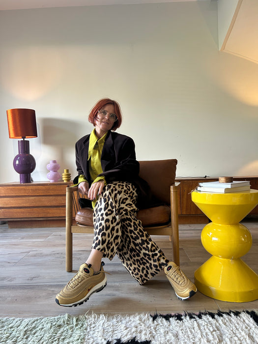 Wijde panterprint broek