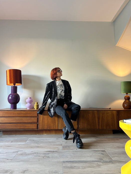 Zwart pailletten colbert