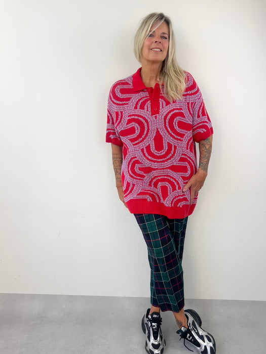 Polo in rood met lila