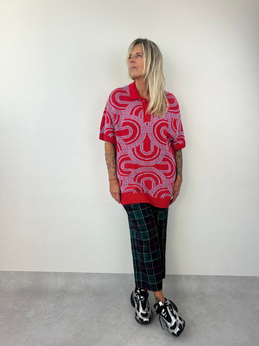 Polo in rood met lila