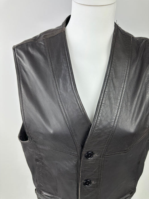 Donker bruin leren gilet