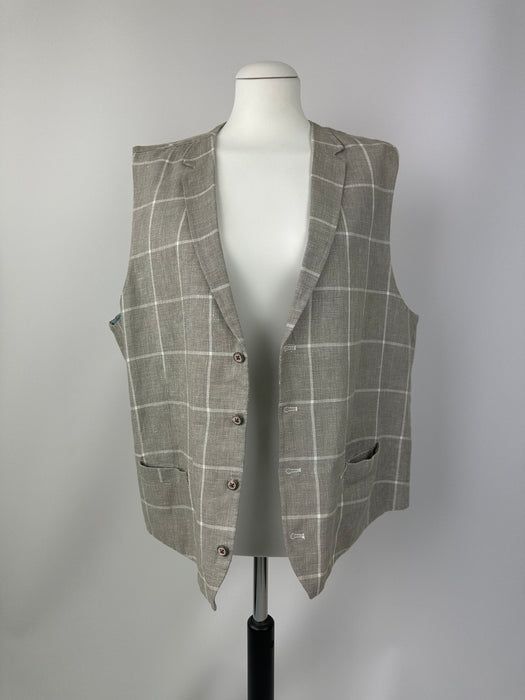 Grijs linnen ruit gilet