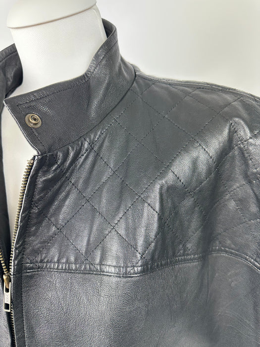 Oversized zwart lederen gilet '80 model