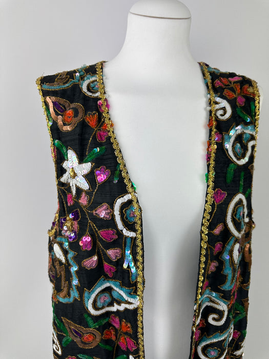 Gilet bloemen pailetten