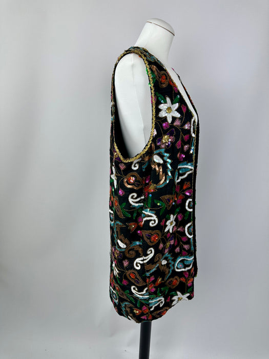 Gilet bloemen pailetten