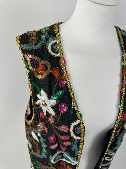 Gilet bloemen pailetten