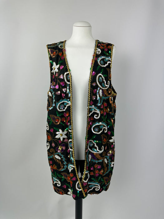 Gilet bloemen pailetten