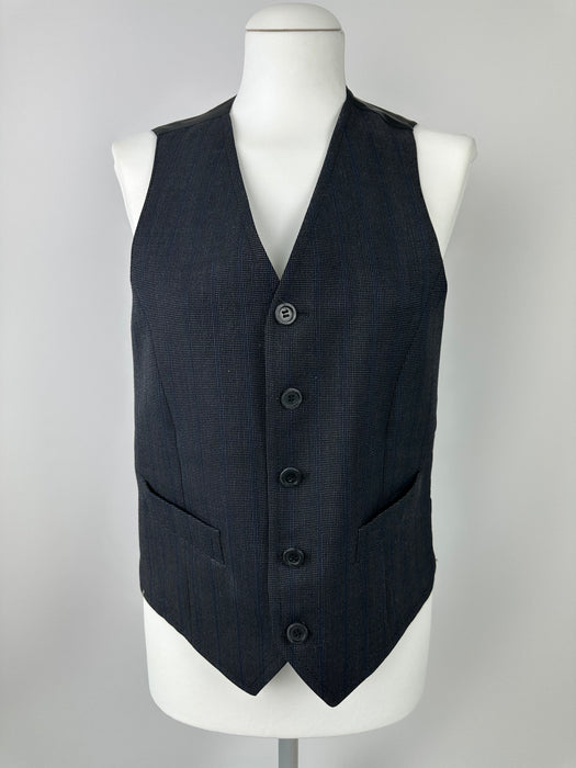 Grijs gemêleerd gilet met blauwe streep