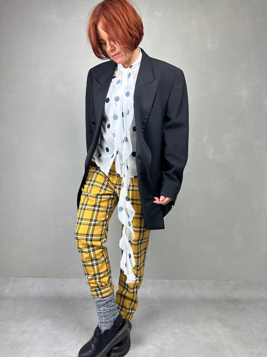 Witte voilant blouse met zwarte polkadots