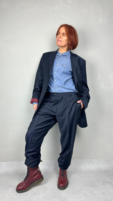 Donkerblauw krijtstreep kostuum