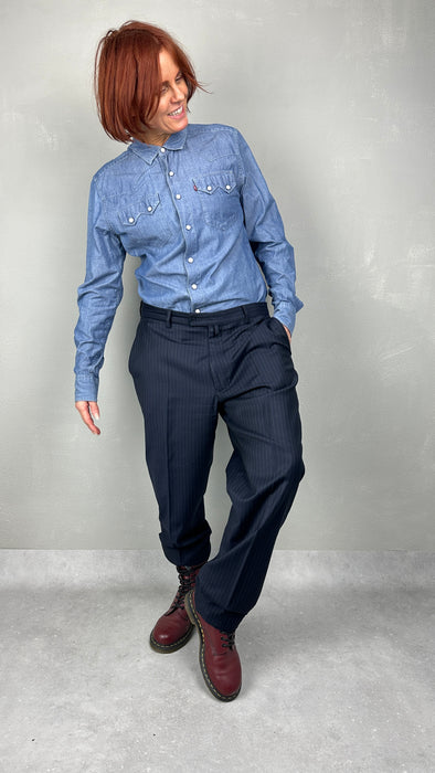 Donkerblauw krijtstreep kostuum