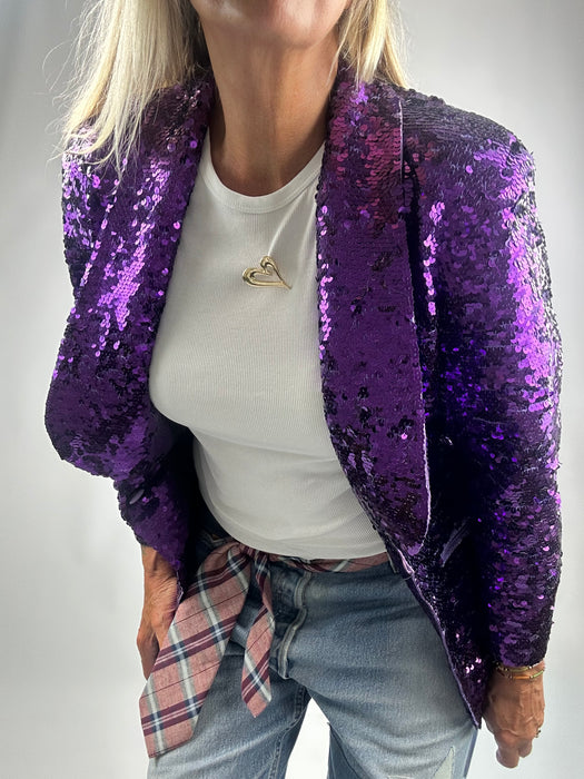 Paarse paillette  blazer