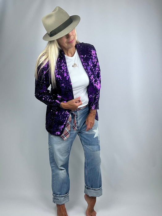 Paarse paillette  blazer