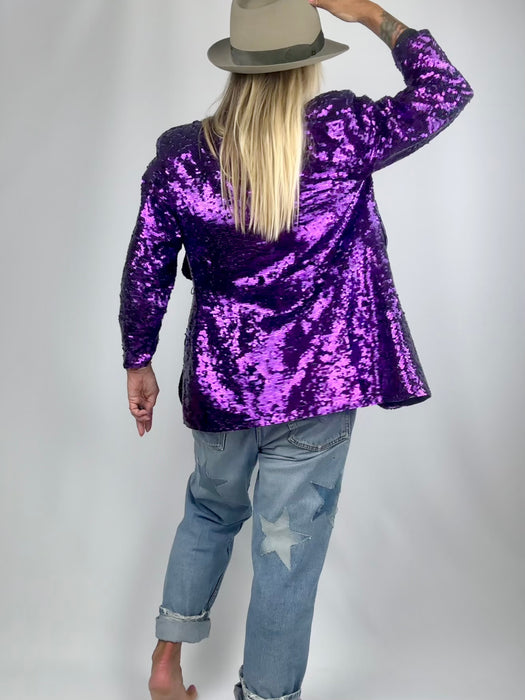 Paarse paillette  blazer