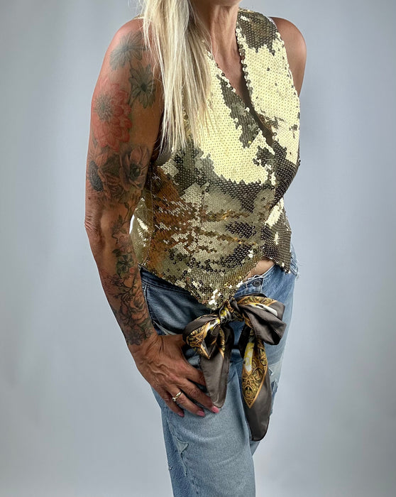 Gouden pailletten gilet