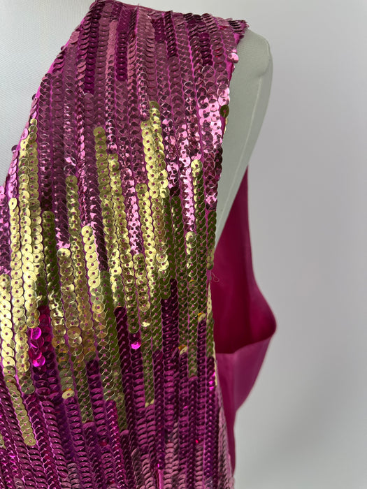 Roze / fuchsia pailetten gilet