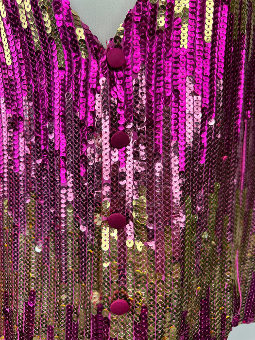 Roze / fuchsia pailetten gilet