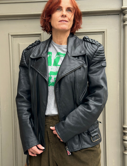 Leren biker jack