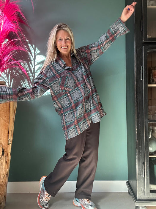 Oversized geruite blouse