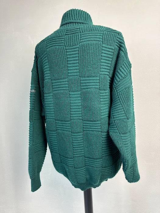 Donkergroene trui met overslag hals