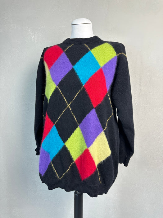 Zwarte trui met gekleurde argyle ruit