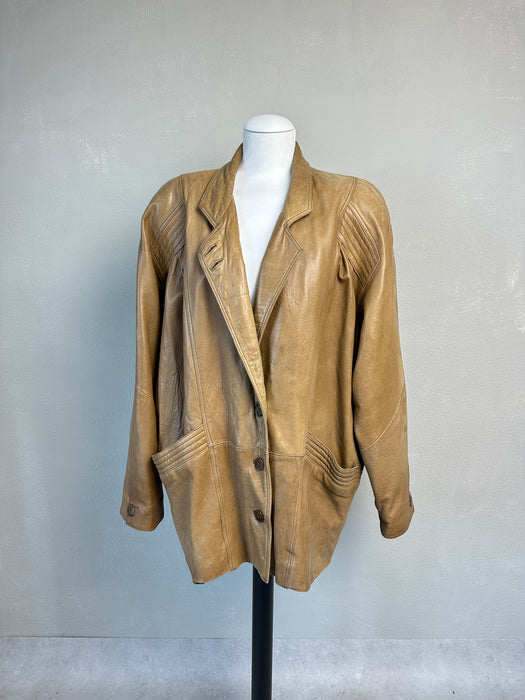 Camel kleurige leren jas