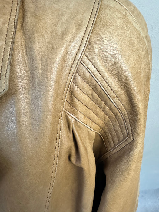 Camel kleurige leren jas