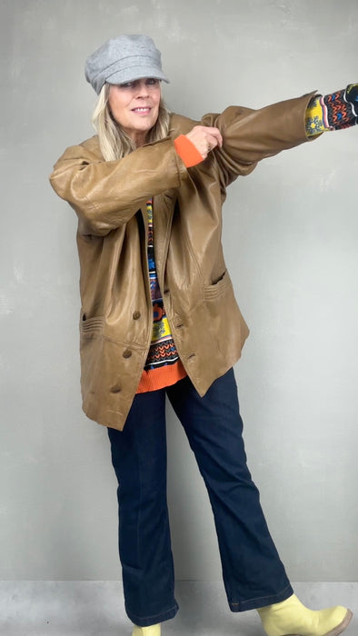 Camel kleurige leren jas