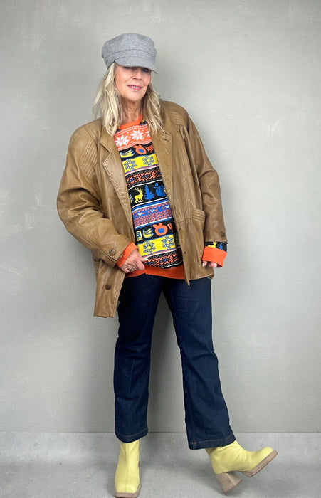 Camel kleurige leren jas