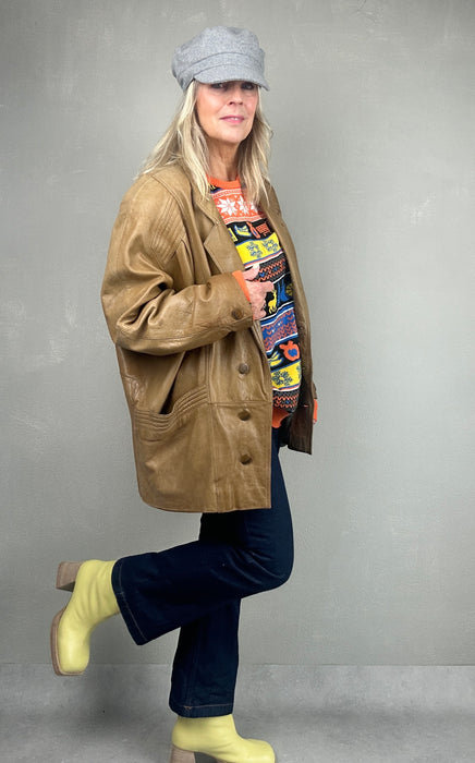 Camel kleurige leren jas