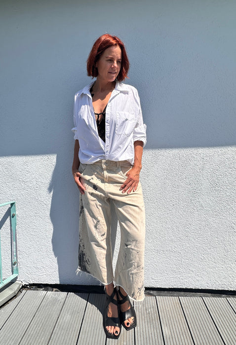 Reworked jort in beige