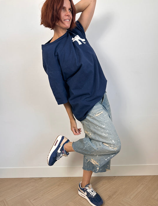 Marineblauw T-shirt NY