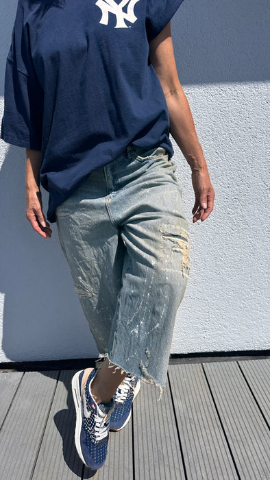 Reworked jeans jort