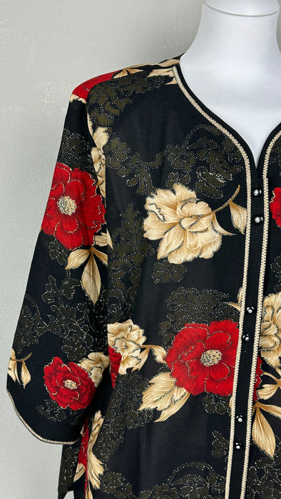 Zwarte oversized blouse met driekwart mouwen