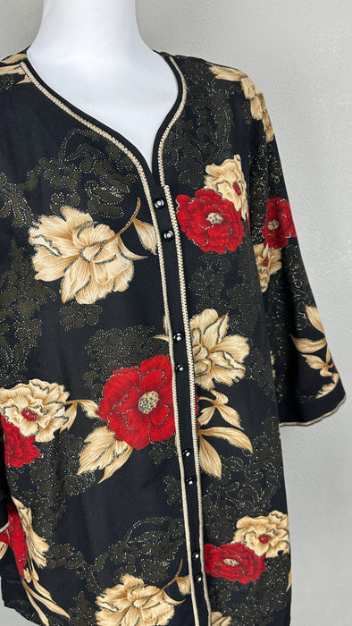 Zwarte oversized blouse met driekwart mouwen