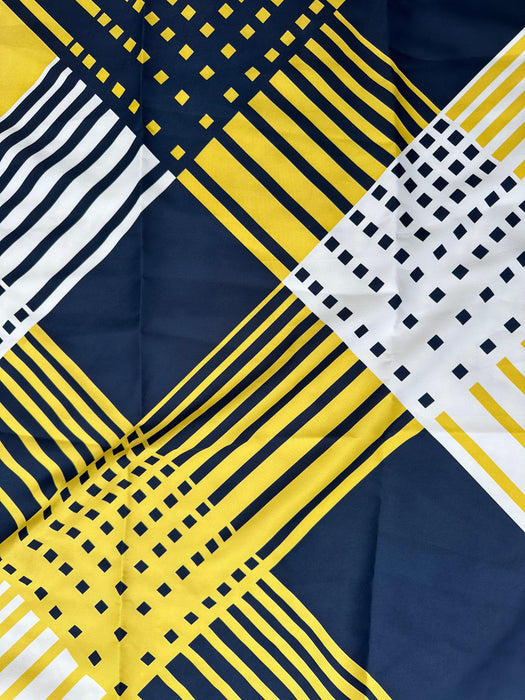 Sjaal in ruit print blauw geel en wit