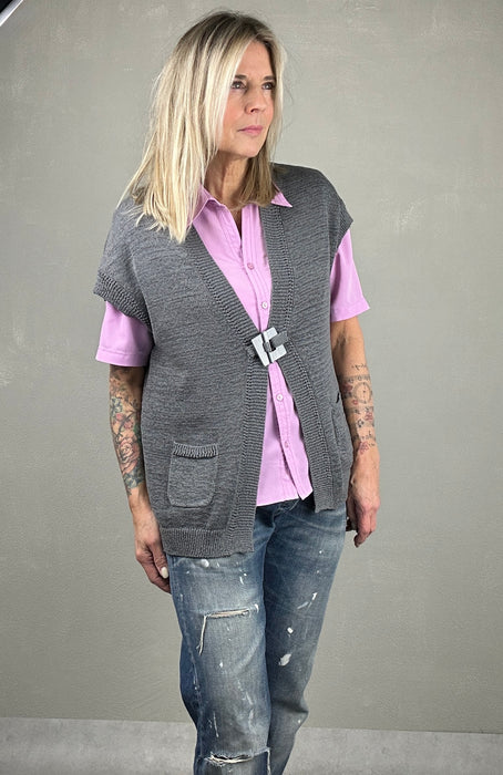 Lila blousje met korte mouwen